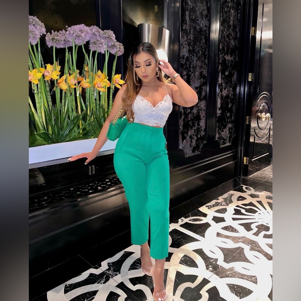 Zara High Waisted Vibrant Green Pants
